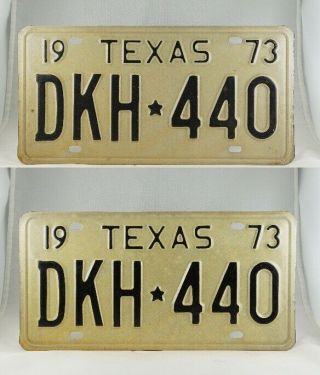 1973 Texas Passenger License Plate Pair - Very Good,