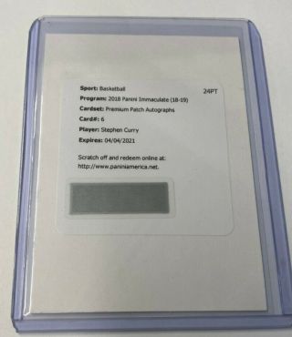 Stephen Curry 2018 - 19 Immaculate Premium Patch Auto /15