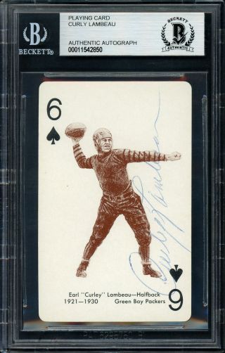 Curly Lambeau Autographed 1963 Stancraft Playing Card Packers Beckett 11542850