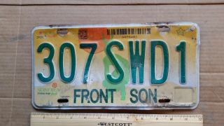 License Plate,  Mexico,  Front Sonora,  Graphics (man Stooping),  307 Swd 1