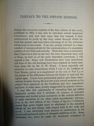 1882 THE DESCENT OF MAN & SELECTION in RELATION to SEX BY CHARLES DARWIN ORIGIN 3