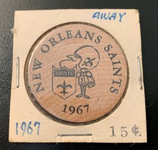 1967 Orleans Saints Football Nfl Away Schedule Wooden Doubloon Coin 1st Year