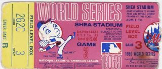1969 York Mets “nolan Ryan” World Series Ticket (game 3) Ryan Only Ws Game
