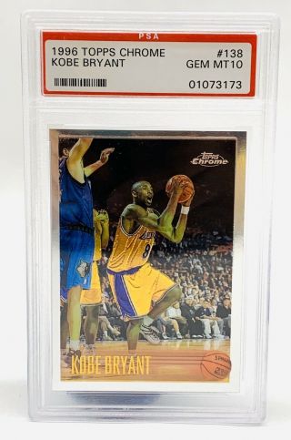 1996 Topps Chrome Kobe Bryant 138 Basketball Rookie Card Psa 10 Gem