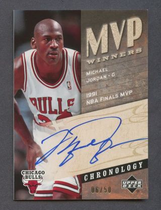 2006 - 07 Ud Chronology Mvp Winners Michael Jordan Bulls Hof On Card Auto /50
