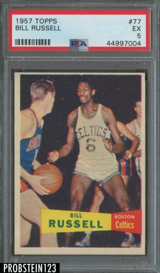 1957 Topps Basketball 77 Bill Russell Celtics Rc Rookie Hof Psa 5 Sharp Corners