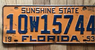 Florida 1953 License Plate /sunshine State