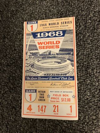 Mlb 1968 World Series Ticket Stub St.  Louis Cardinals Game 1