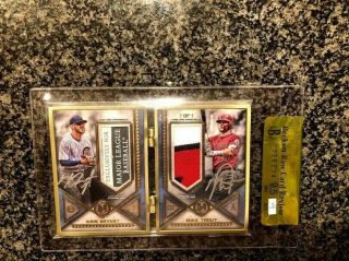 2019 Topps Museum Mike Trout Kris Bryant Game Tag Patch Auto 1/1 Bgs 9.  5