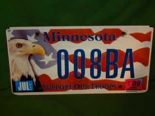 Minnesota Support Our Troops 008ba Automobile License Plate,  2009,  Street