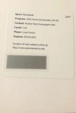 Luka Doncic 2018 - 19 Panini Immaculate Rookie Rc Red Patch Auto /25