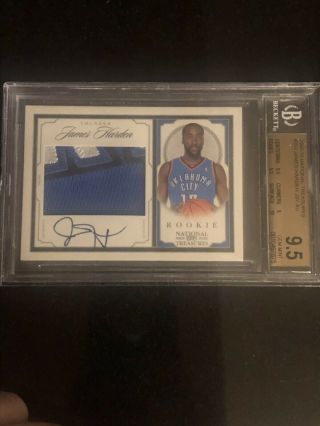 2009 - 10 NATIONAL TREASURES JAMES HARDEN 3CLR PATCH ROOKIE RC /99 BGS 9.  5/10 AUTO 3