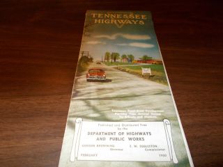 1950 Tennessee State - Issued Vintage Road Map / Great Cover