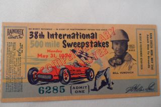 1954 Indy 500_ Employee _ticket Stub_indianapolis 500_nm -