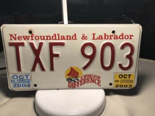 2003 Canada Newfoundland World Of Difference Licence Plate Txf 903 Bl47