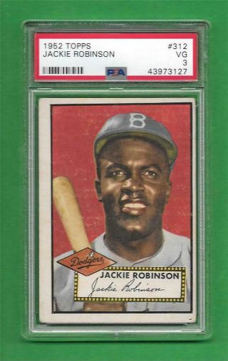 1952 Topps 312 Jackie Robinson Psa Vg 3 Brooklyn Dodgers Baseball Card