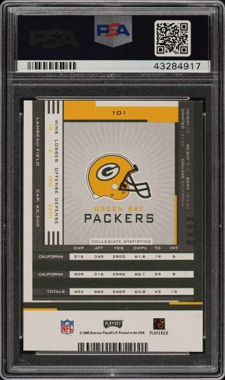 2005 Playoff Contenders Aaron Rodgers ROOKIE RC AUTO 101 PSA 8 NM - MT (PWCC) 2