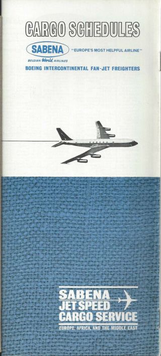 Sabena Belgian Airlines Cargo System Timetable 11/1/67