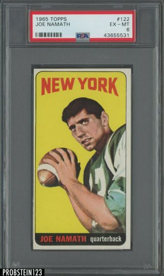 1965 Topps Football 122 Joe Namath Jets Rc Rookie Hof Psa 6 " Iconic Card "
