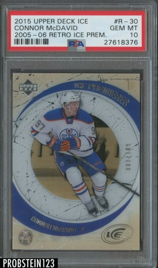 2015 - 16 Ud Ice Premieres Retro Connor Mcdavid Oilers Rc 01/149 Psa 10 Hot Card