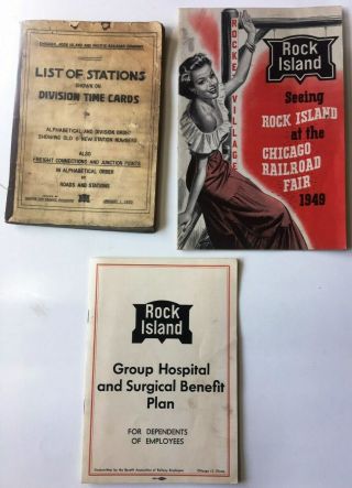 3 Vintage,  Rock Island Railroad Employee Handbooks And Advertising