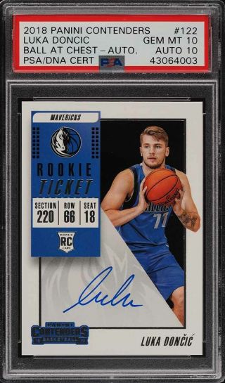 2018 - 19 Panini Contenders Rookie Ticket Luka Doncic Rc Auto Psa 10/10 Gem