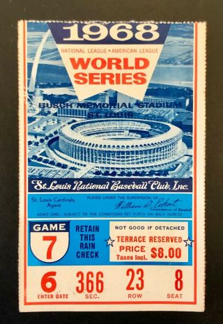 1968 World Series Game 7 Ticket Stub Tigers 3rd World Series Title Lolich Mvp