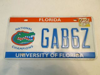 Vintage 2008 Uf University Florida Gator Metal License Plate National Champions