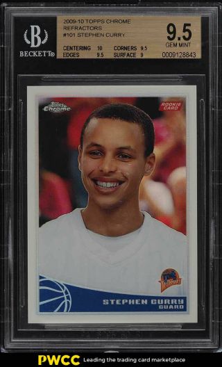 2009 Topps Chrome Refractor Stephen Curry Rookie Rc /500 101 Bgs 9.  5 Gem (pwcc)