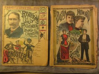 2 1890 Vintage Songsters W Hand Colored Covers By Dick 