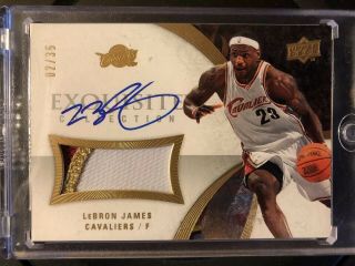 07 - 08 Lebron James Upper Deck Exquisite Jersey Auto /35 3 Color Patch Lakers
