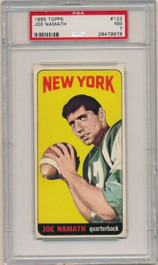 Joe Namath 1965 Topps Football 122 Rc Rookie Card York Jets Hof Psa 7 Nm