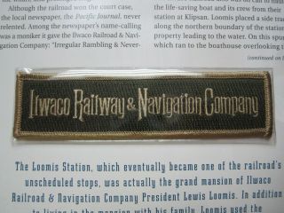 Ilwaco Railway & Navegation Co.  Willabee Ward Union Pacific Railroad Patch Card