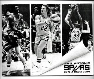 1975 - 76 San Antonio Spurs Media Guide American Basketball Association Nm