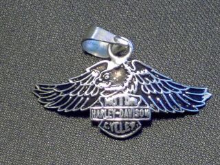 Harley Davidson Sterling Silver Winged Eagle Pendant