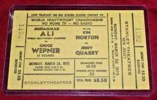 1975 March 24 Muhammad Ali Vs Chuck Wepner Boxing Ticket Full Heavyweight