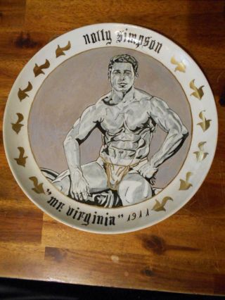 Mr Virginia Nolly Simpson Bodybuilding Muscle Hand - Painted Ceramic Plate