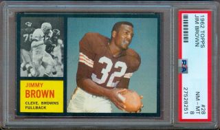 1962 Topps Football 28 Jim Brown Browns Psa 8,  High End