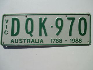 1988 Victoria Bicentennial Passenger Dqk - 970 Number License Plate