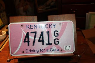 2011 Kentucky License Plate Driving For A Cure Pink 4741gg Breast Cancer Aware