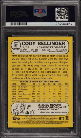 2017 Topps Heritage Real One Red Ink Cody Bellinger ROOKIE AUTO /68 PSA 10 (PWCC) 2
