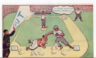 1960s Orig Cuban Anti Communist Baseball Caricature Ass.  Pro - Democracy Habana