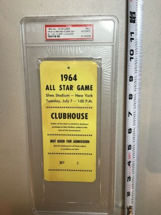 1964 All - Star Baseball Game Psa Clubhouse Pass Shea Stadium York Callison Mv
