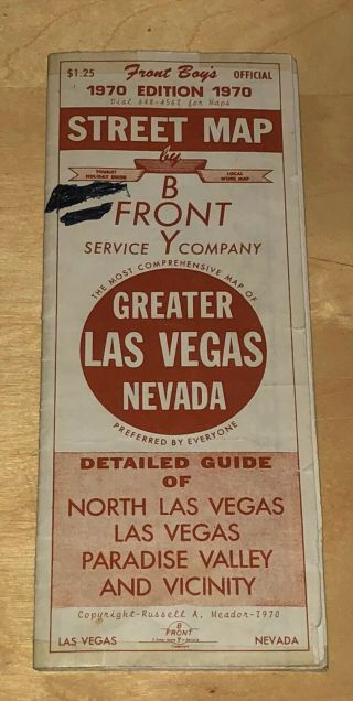 Street Map Of Greater Las Vegas Nevada 1970 Edition By Front Boy Service Company