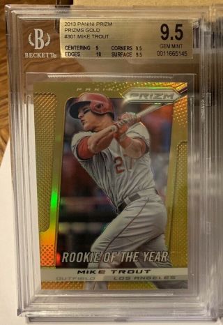 2013 Panini Prizm Mike Trout Gold Pop 1 1/10 Bgs 9.  5 Rookie Of The Year 301