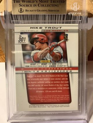 2013 PANINI PRIZM Mike Trout GOLD POP 1 1/10 BGS 9.  5 Rookie Of The Year 301 2