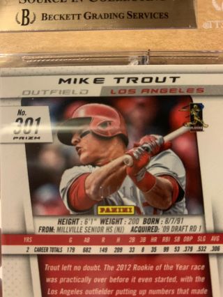 2013 PANINI PRIZM Mike Trout GOLD POP 1 1/10 BGS 9.  5 Rookie Of The Year 301 3