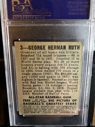 1948 Leaf Babe Ruth 3 PSA 5 EX (PWCC) 2