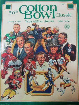 1986 50th Cotton Bowl Classic Program Texas A&m Vs Auburn Heisman Bo Jackson