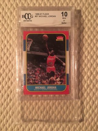 1986 - 87 Fleer 57 Michael Jordan Bulls Authentic Graded Rookie Card Bgs Bccg 10